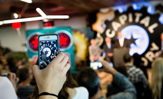 Capital Factory | decorative photo during an event displaying Capital Factory's wall logo